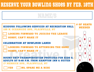 Bowling Bash Bar Mitzvah RSVP Card