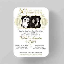 Calligraphy Frame Anniversary Flat Invitation