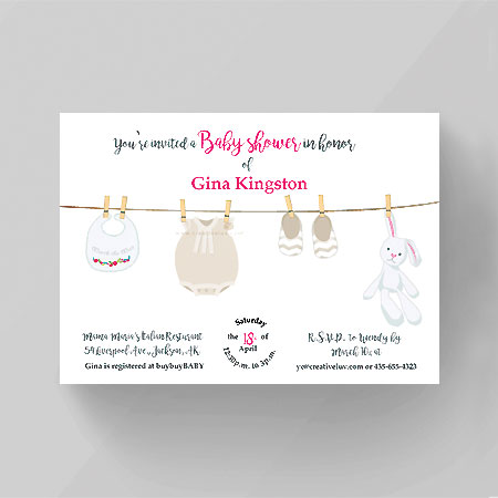 Baby Clothesline Baby Shower Invitation