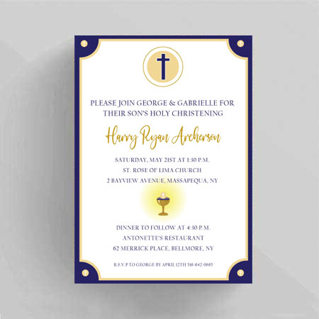 Initial Baptism Christening Invitation