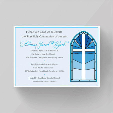 Stained Glass Panel Christening Baptism Invitation