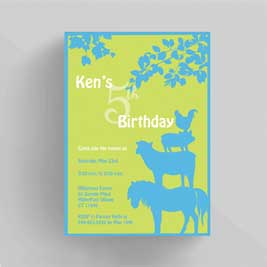 Chicken Riding Pony Kids Birthday Invitation