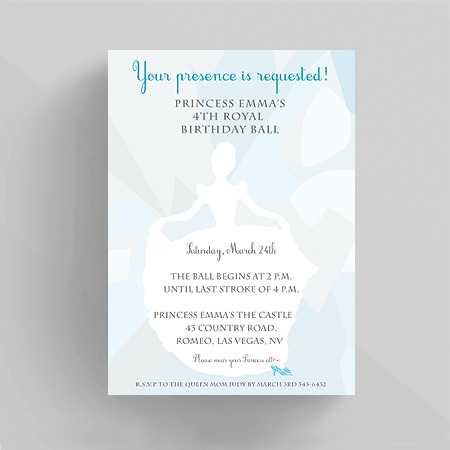 Cinderella and Glass Slipper Kids Birthday Invitation