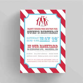 Circus Tent Party Birthday Invitation