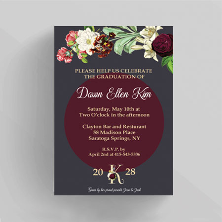 Botanical Graduation Invitation Front