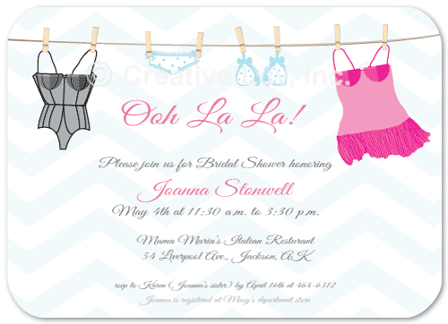 Lingerie Clothesline Bridal Shower Invitation