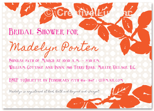 Orange Leaves Bridal Shower Invitation